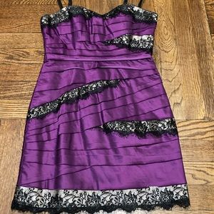 Bebe Purple Bandage & Lace Dress Size Small